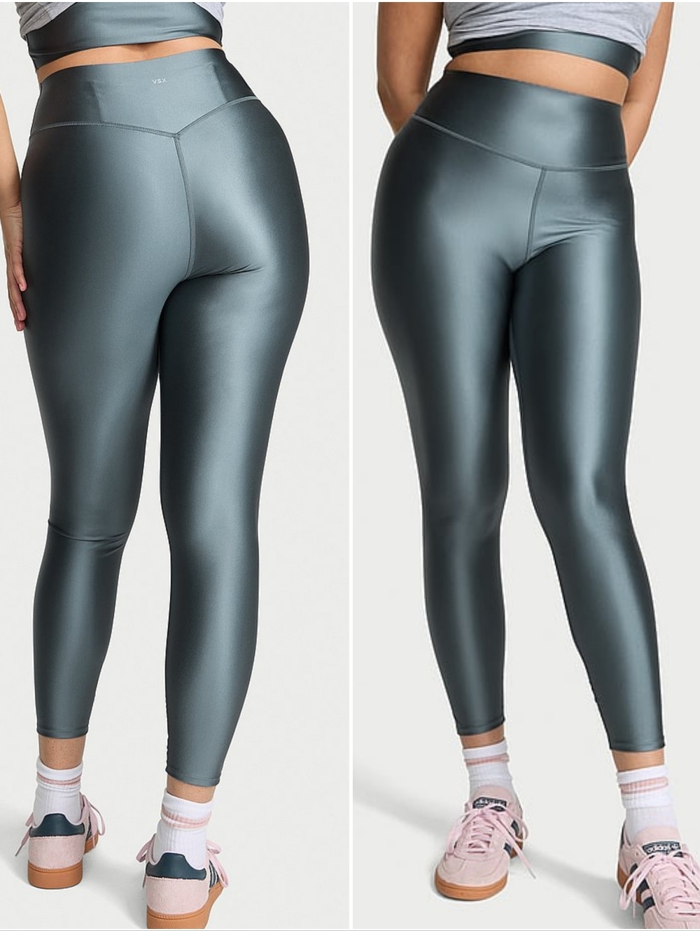 Victoria's Secret Glossy Tech Liquid Shine Leggings Sz XL NWT Dark Steel
